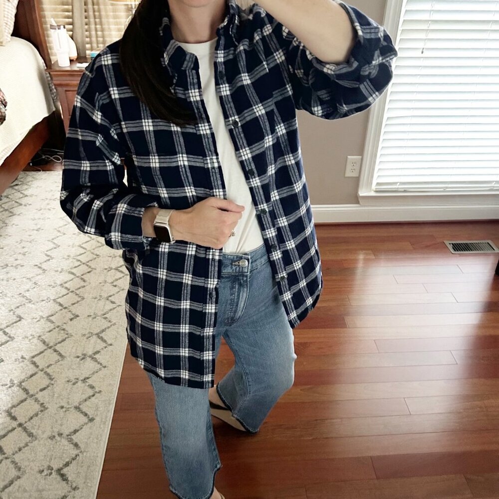 Lands’ End Plaid Flannel Button Down Shirt Soft Cozy Winter Layer Size Small